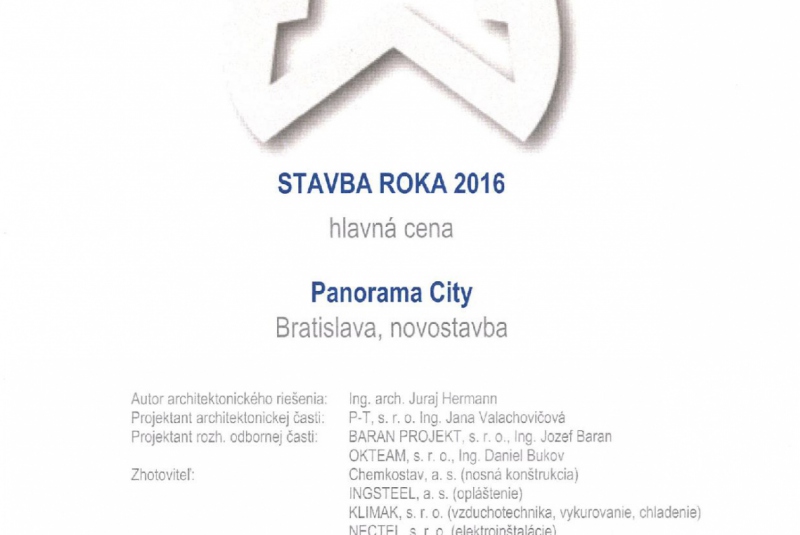 Novinky / Ocenenie - Hlavná cena STAVBA ROKA 2016 za polyfunkčný